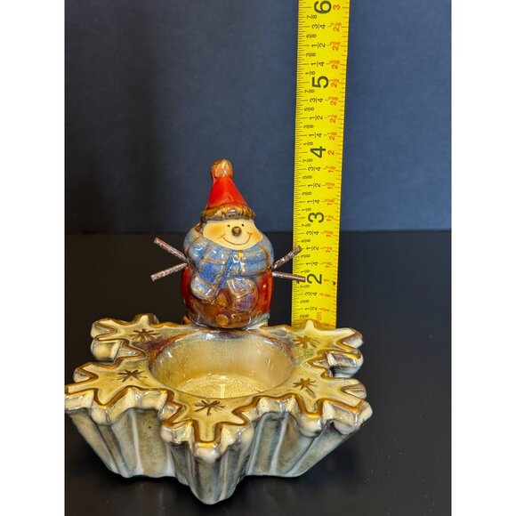 Ceramic Snowman Candle Holder In Star Shape For Christmas Decor - Festive Colors - Picture 11 of 11